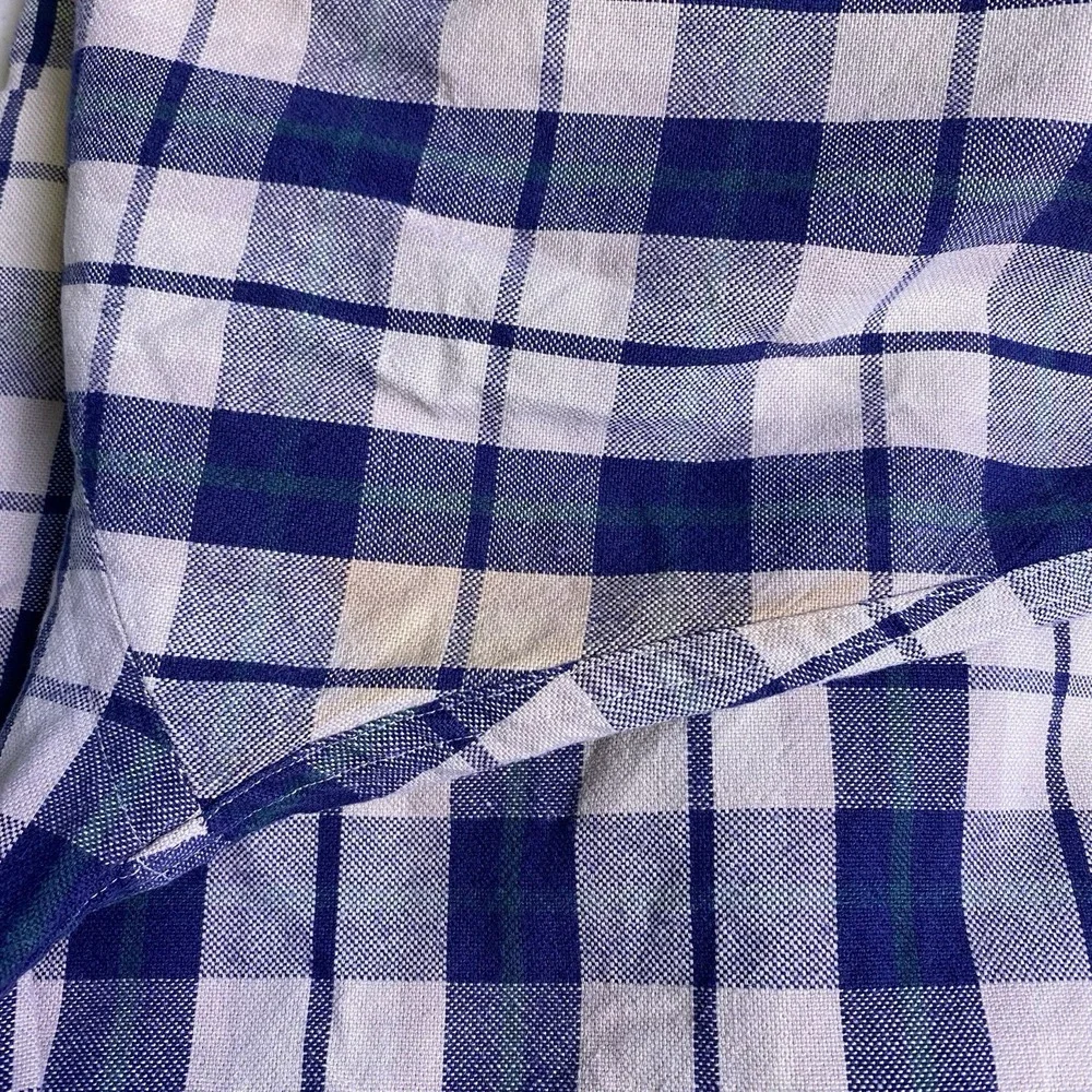 90s Abercrombie Fitch BIG Shirt M Mens L/S Button Down Blue Plaid Grunge VGUC - Picture 8 of 9